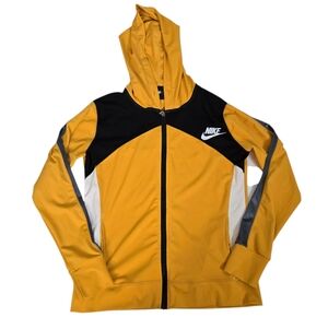 Nike Mustard Yellow and Black Colorblock Zip Hoodie
